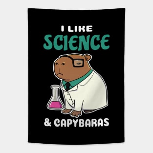 I Like Science and Capybaras Cartoon Tapestry