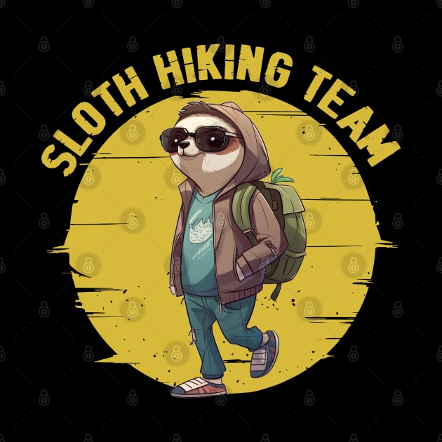 Sloth Harmony: Peaceful Sloth Hiking Team on Casual Tee by HOuseColorFULL