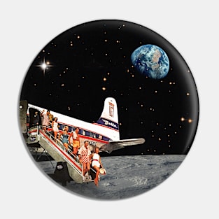 Travel to the Moon collage art Pin