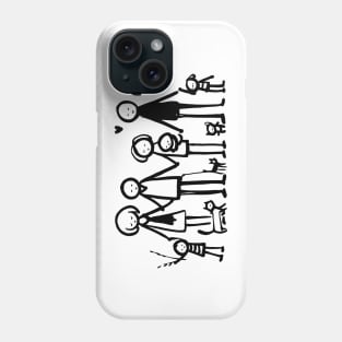 Stick figure family in black ink Phone Case