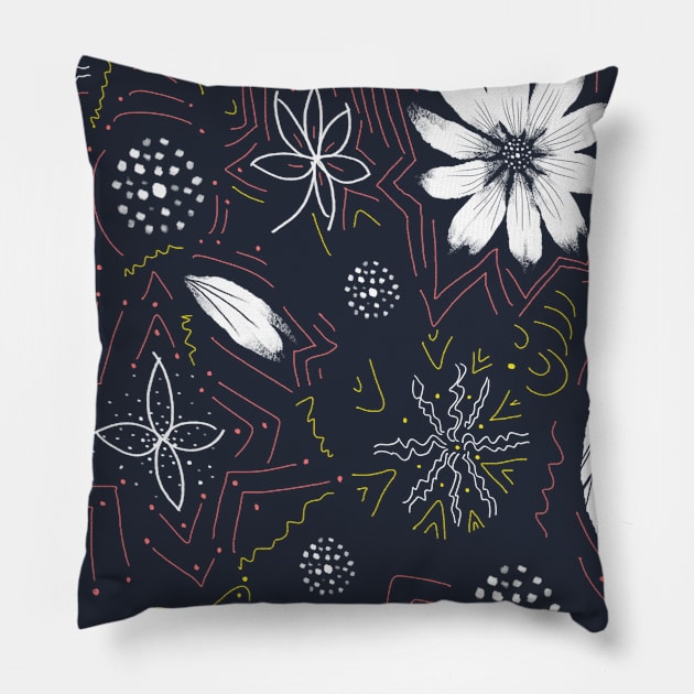 Hand drawn flowers Pillow by ilhnklv