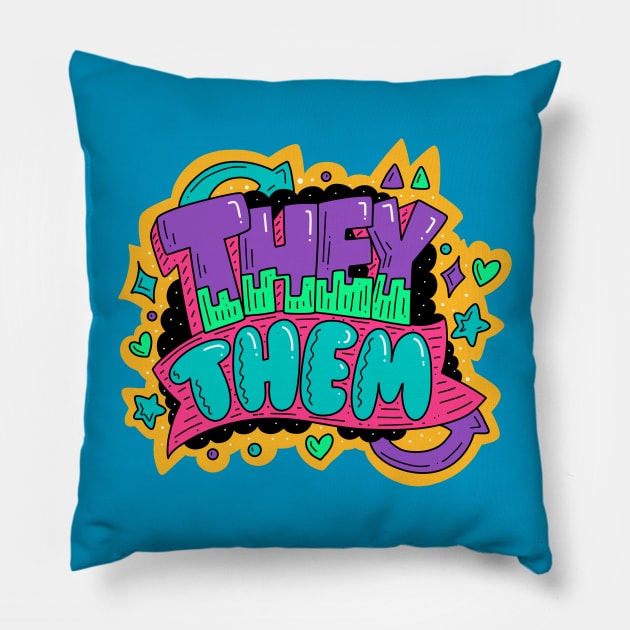 Pronouns They Them Pillow by harkirankkalsi