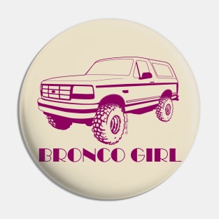 Bronco Girl - 1992-1996 Front Dark Pink Print Pin