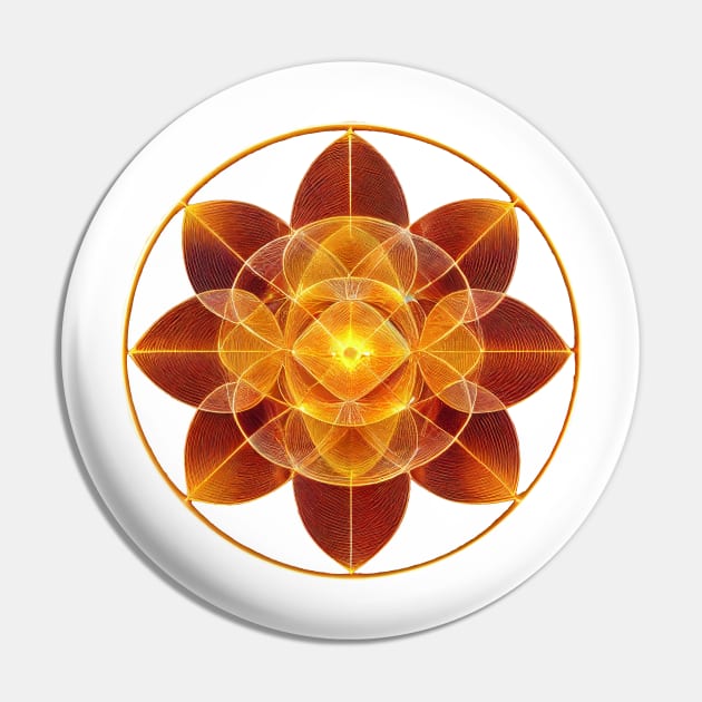 Sacred Geometry Fire Flower Pin by EverythingSings.Art