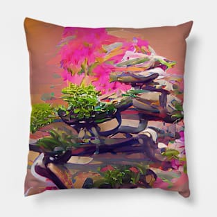 Bonsai Art, Colorful Algoart Pillow