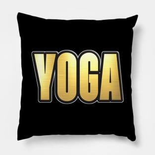 Shiny black and Gold YOGA word ver6 Pillow