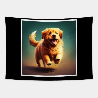 Playful Golden Retriever Dog, Dog Lover Tapestry