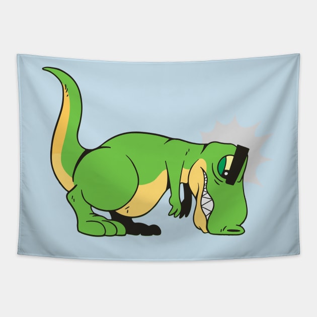 T- Rex Push Ups Tapestry by timegraf