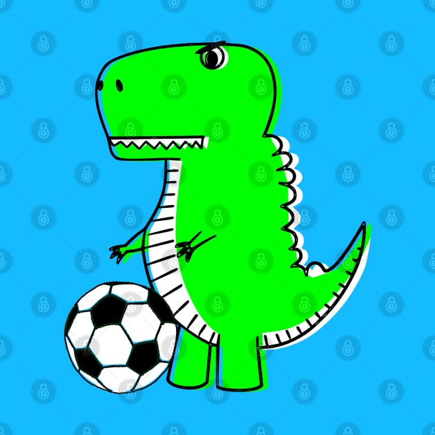 Green Dinosaur Loves Soccer by Braznyc