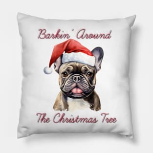 Christmas French Bulldog Dog in Santa Hat Pillow