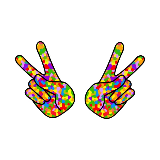 PEACE Sign Hand Retro Rainbow by SartorisArt1