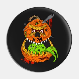 Evil Halloween Pumpkin Character Pin