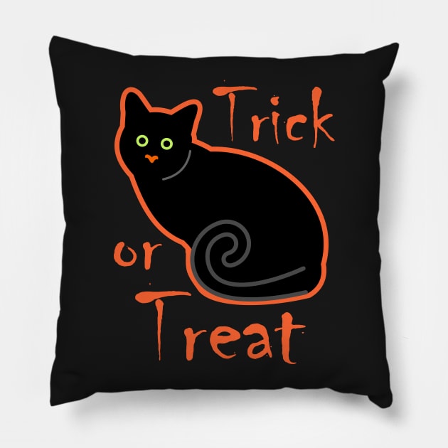 Halloween Black Cat Pillow by evisionarts