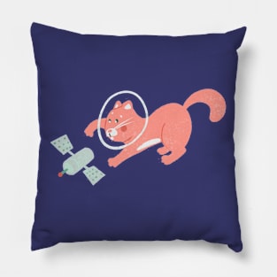 Pink Space Cat Pillow