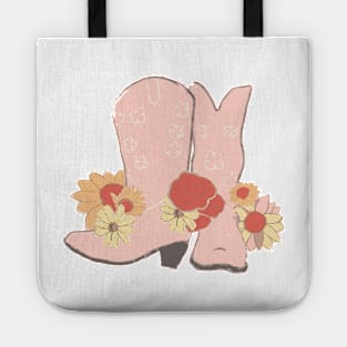 Pink Boots and Flowers Tote