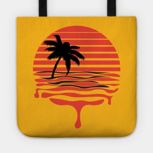Retro Red Dripping Sunset Tote