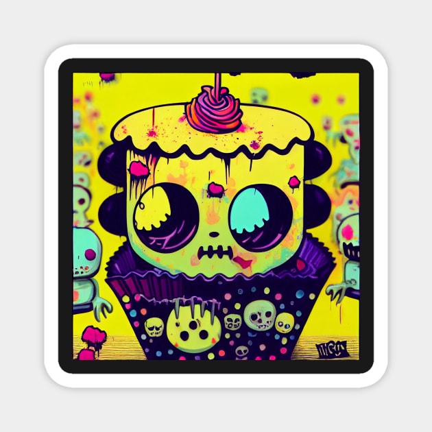 Kawaii Zombie Cupcake Magnet by Studiowatermars