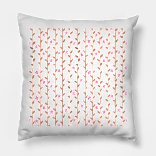 Watercolor Floral Vines Pattern - Orange & Pink Pillow