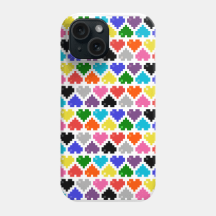 Seamless 10 Color Pattern of Pixel Hearts Phone Case