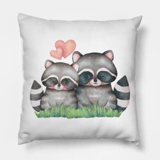 Valentines Raccoons Pillow