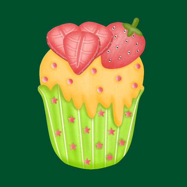 Cute strawberry cupcake 🍓. by Onanong art design shop.