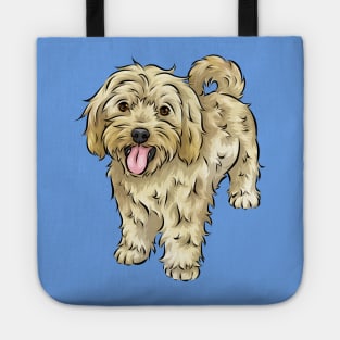 Cute Cream / Yellow Cavapoo Dog Tote