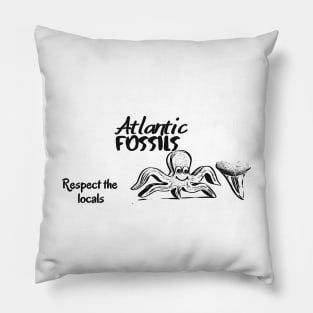 Cartoon Octopus Respect the Locals with Atlantic Fossils Shark Tooth Pillow