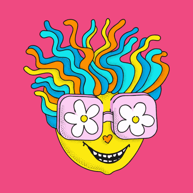 Happy Hippie Groovy Funny Retro Rainbow Character by Boriana Giormova