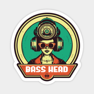 Bass Head Cyberpunk Retro Vintage Logo Magnet