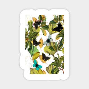 Vintage Ginkgo Leaves and Butterflies Magnet