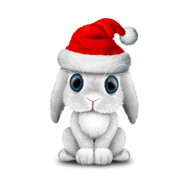 White Baby Bunny Wearing a Santa Hat by jeffbartels