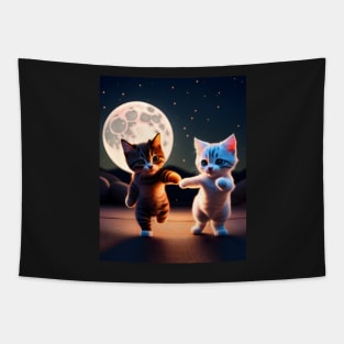 Adorable Cat Illustration- Modern Digital Art Tapestry