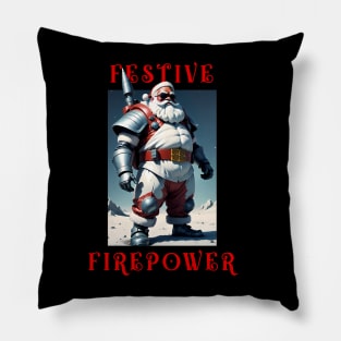 Cool Armed Santa. Festive Firepower Pillow