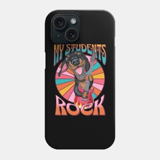 Fun colorful dachshund playing guitar for My students Rock Phone Case