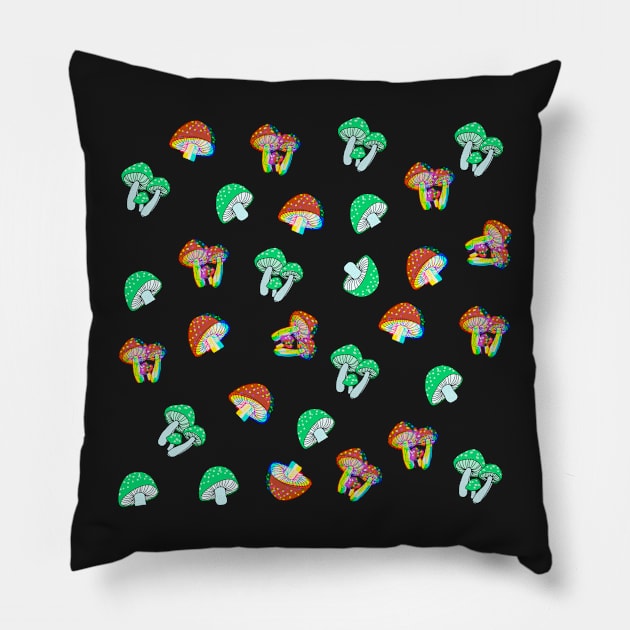 Trippy mushrooms Pillow by Eren