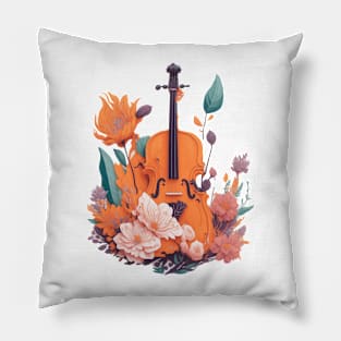 Violin and Flowers Pillow