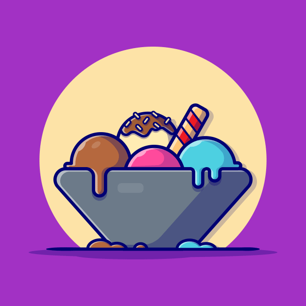 Ice Cream Scoop Cartoon Vector Icon Illustration by Catalyst Labs