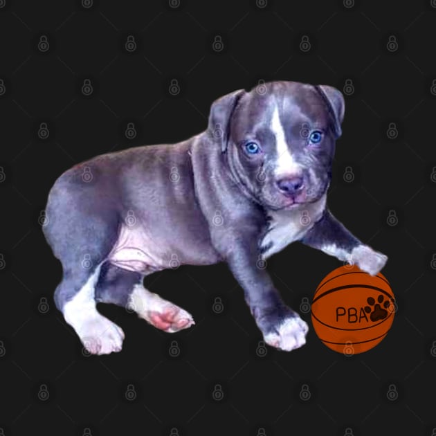 Blue line pit bull dog basket ball player- cute pitbull in the with it’s pitbull basketball association ball by Artonmytee