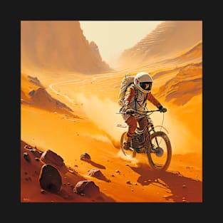 Astronaut Riding Bicycle on Mars T-Shirt