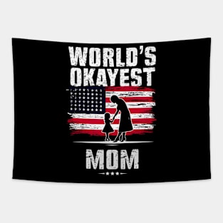 World's Okayest mama, american Flag Tapestry