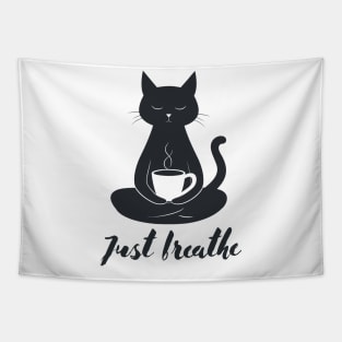 Just breathe mindfulness meditation graphic Tapestry