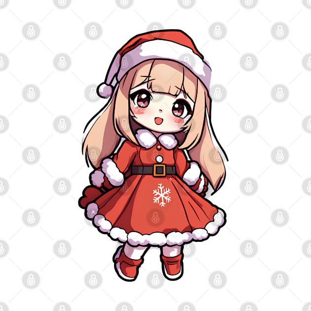 Cute christmas anime girl by InkPulse