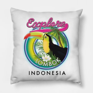 Explore Lombok Indonesia travel logo Pillow