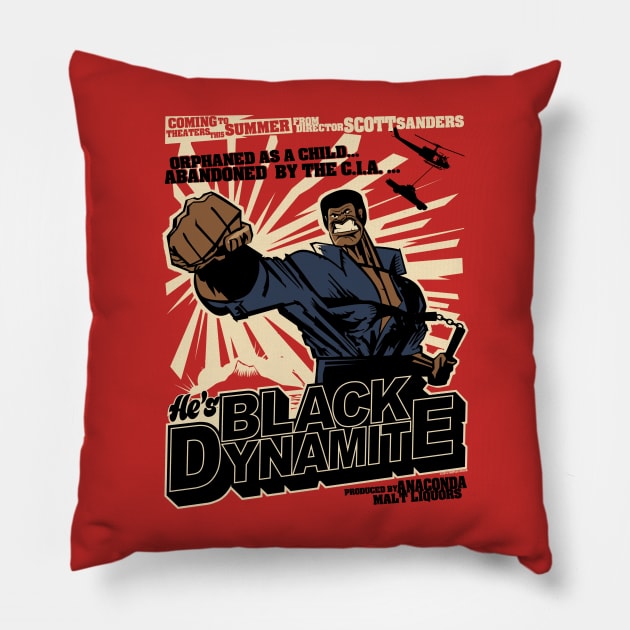 Black Dynamite! Dy-Na-Mite!! Pillow by PistolPete315