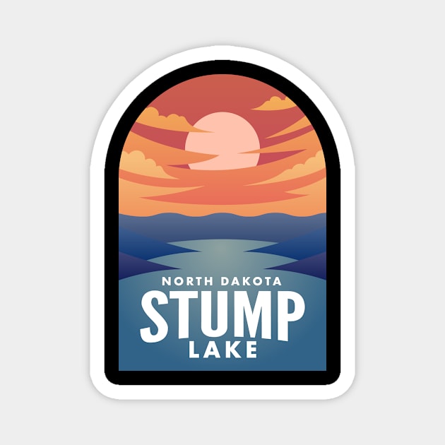 Stump Lake ND Retro Sunset Magnet by HalpinDesign