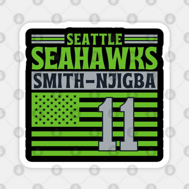 Seattle Seahawks Smith-Njigba 11 American Flag Football Magnet by Astronaut.co