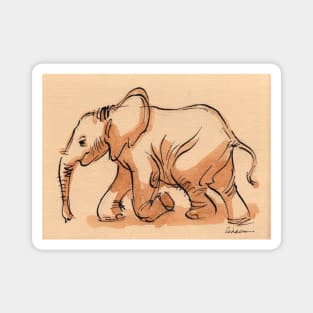 Strolling Along - Elephant Watercolor Painting #23 Magnet