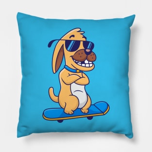 Bulldog on Skateboard Pillow