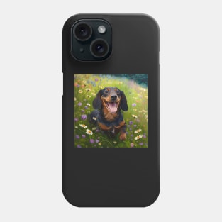 Wildflowers and Dachshund Impressionist Art Print Phone Case