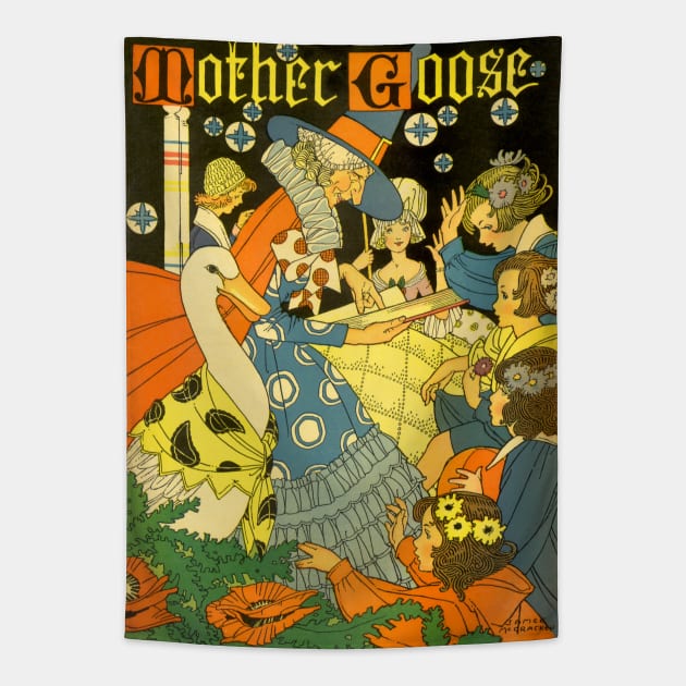 Vintage Mother Goose Nursery Rhymes Book Cover Tapestry by MasterpieceCafe